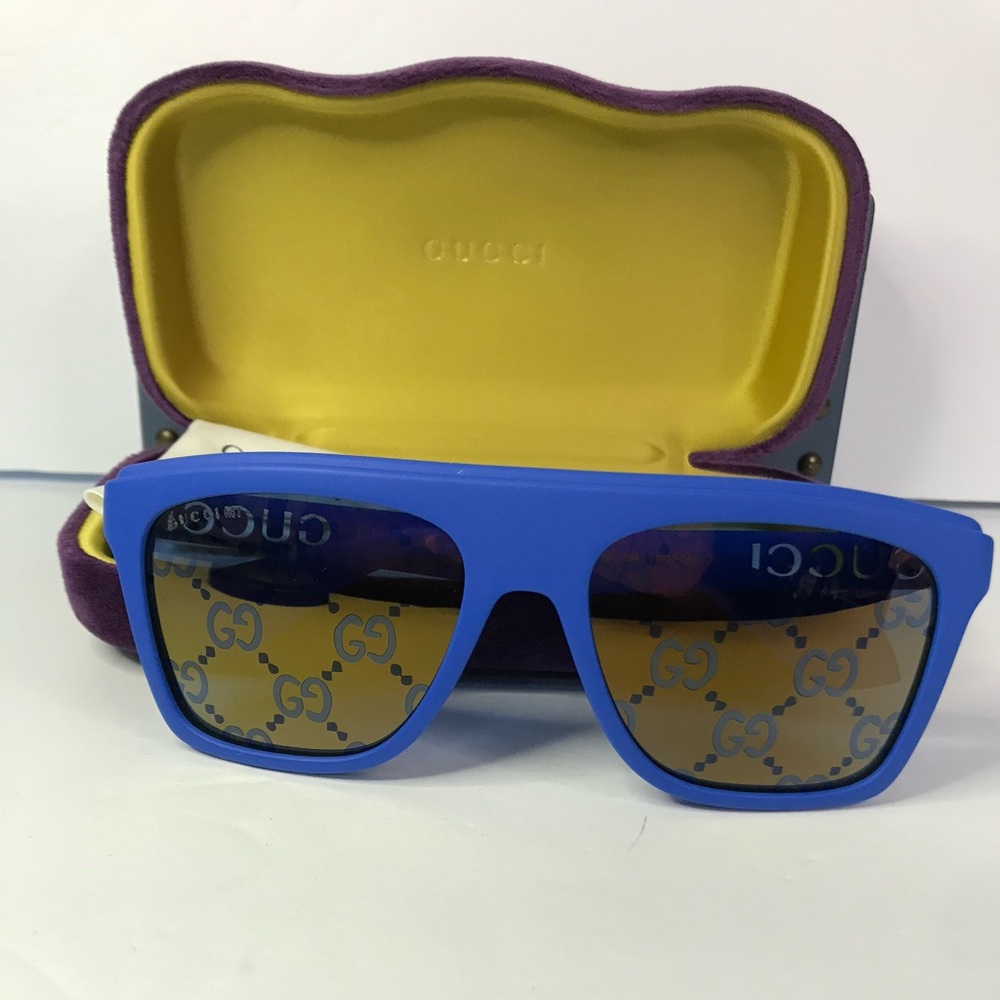 💯 Authentic - NEW Gucci GG1570S - 004 Blue Sunglasses - Picture 8 of 14